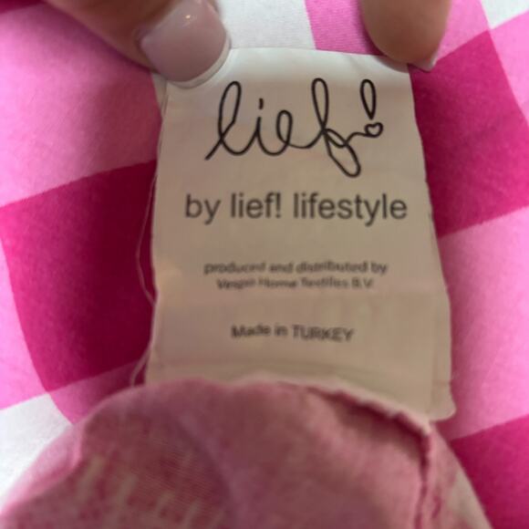 Lief! Girls' Pink Gingham Reversable Twin Duvet‎ Cover - Picture 8 of 9